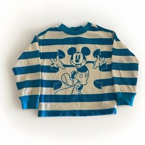 Disney Mickey Mouse Striped Teal Blue Long Sleeve Light Sweater Sz 3T Girls boys